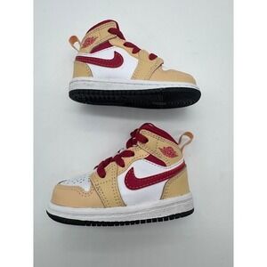 Jordan 1 Mid Toddler‎ Sneakers Sesame White Flash Crimson 4C BQ6472-130